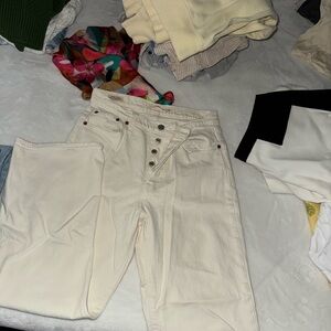 Levi’s Ribcage Cream Button-Fly Pants